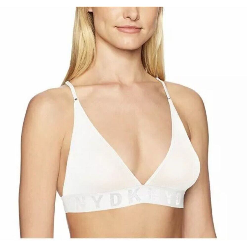 NEW  DKNY Women's Seamless Litewear Mesh Bralette, poplin White Small